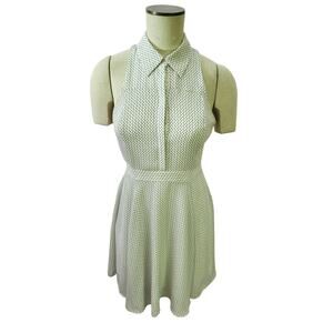 Express Womens White Collared Halter Dress with Black Triangles Size 4